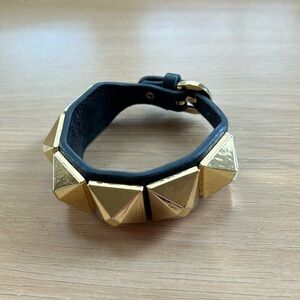 Banana Republic Black Leather Wrist Cuff with Gold Tone Studs